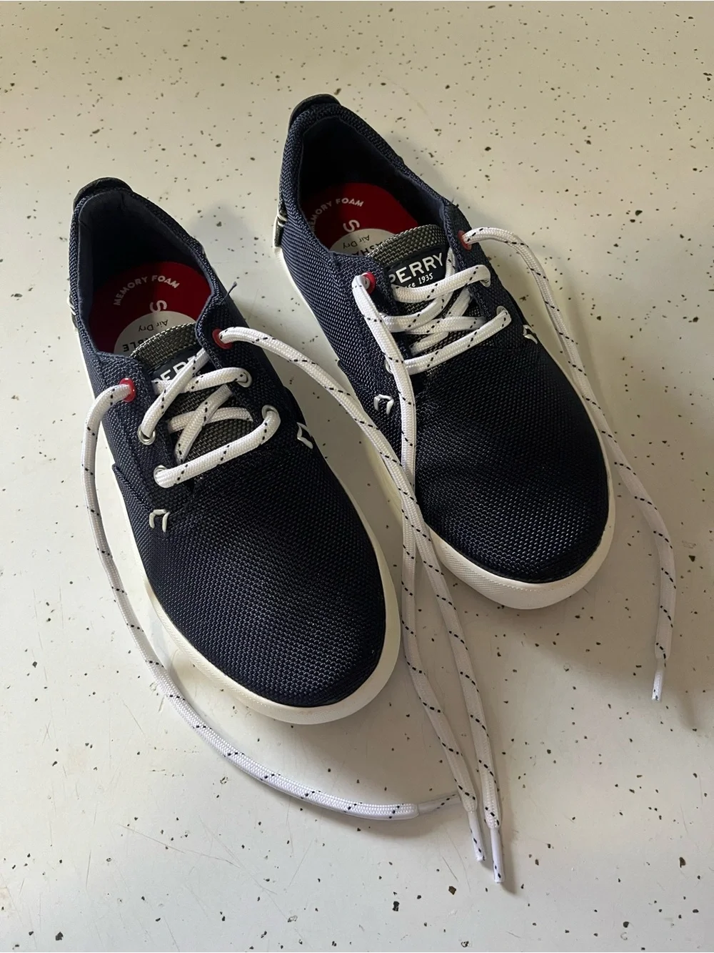 Child Sperry Navy and White Boat Shoes